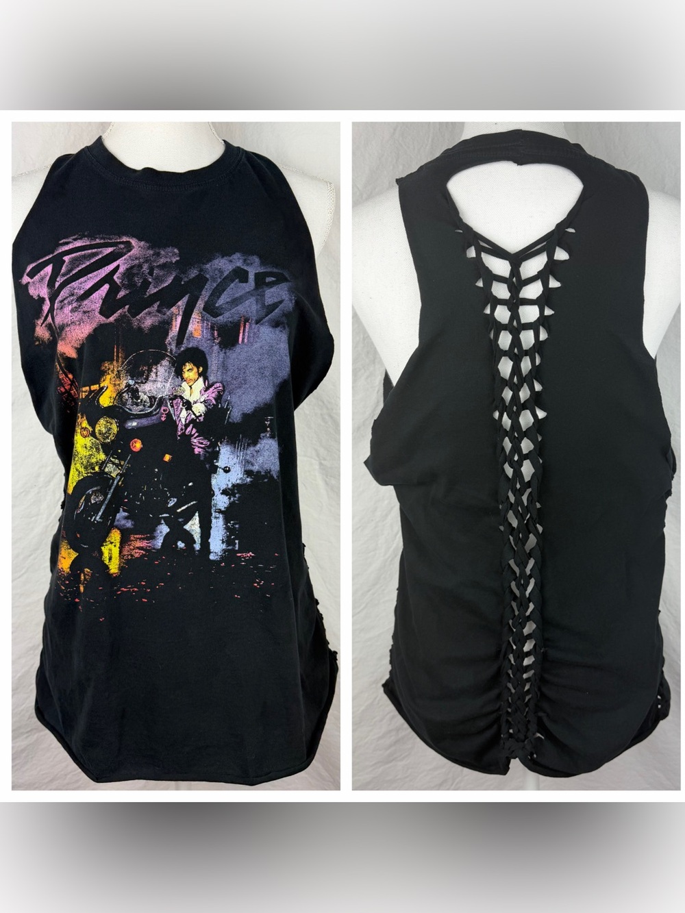 Prince Purple Rain Upcycled Racerback Tank Top-Women's Sz XL-Cotton